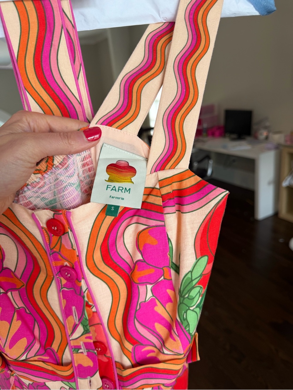 Farm Rio Romper in Pink & Orange - Picture 2 of 3